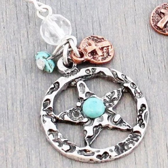 Two-Tone Western Star Earrings - Picture 2 of 2